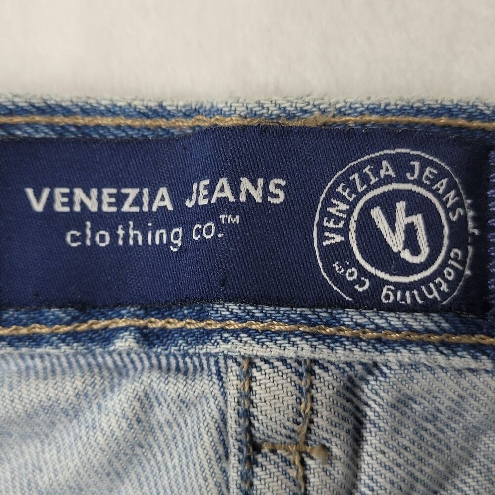 VTG 90s Venezia Embroidered Hem Straight Leg Women's Blue Denim Jean Size 20 USA - Picture 5 of 12